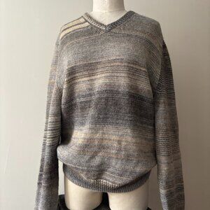 Y2K Soft Italian Wool Sweater | Vintage Neutral Striped Jumper